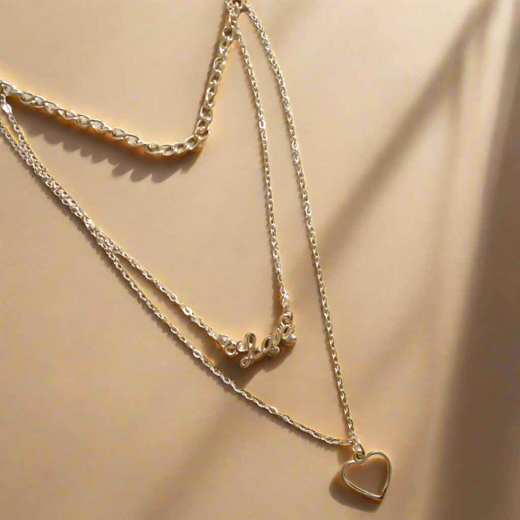 Love heart layered necklace