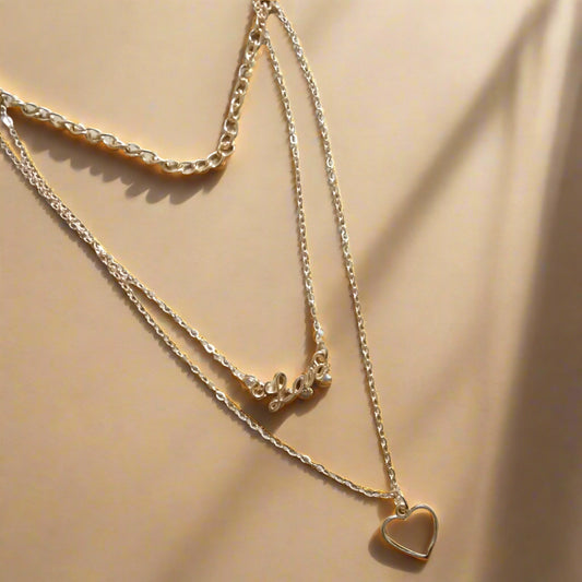 Love heart layered necklace