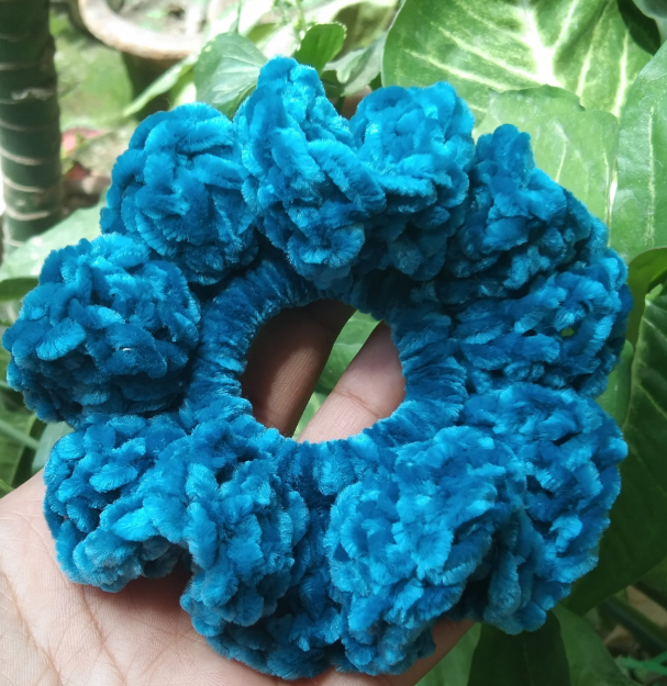 Peacock Blue Velvet Scrunchie