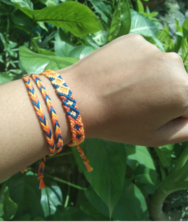 Orange and Blue Friendship Bracelet Set