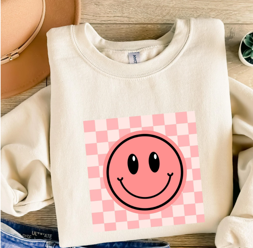 Retro Checkered Smiley Sweatshirt