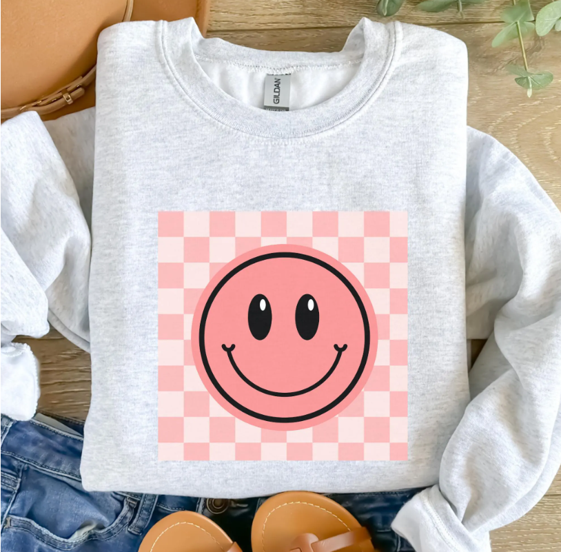 Retro Checkered Smiley Sweatshirt