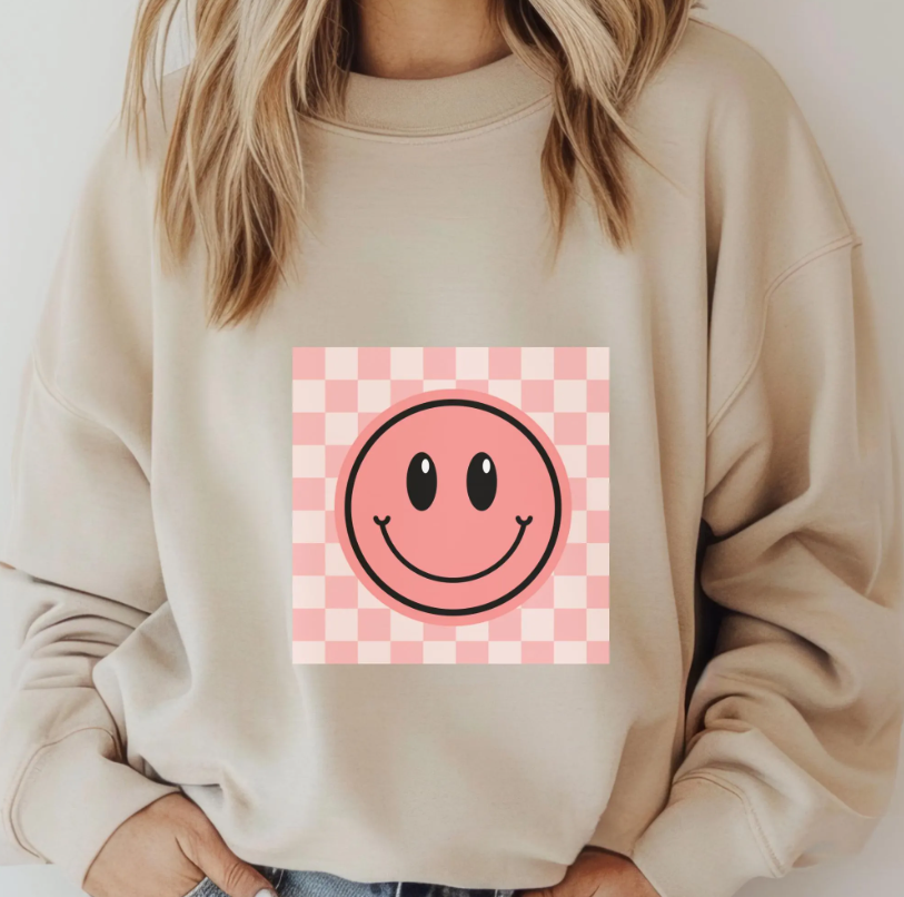 Retro Checkered Smiley Sweatshirt