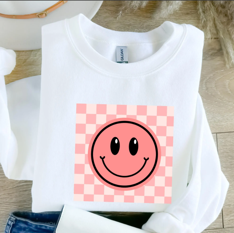 Retro Checkered Smiley Sweatshirt